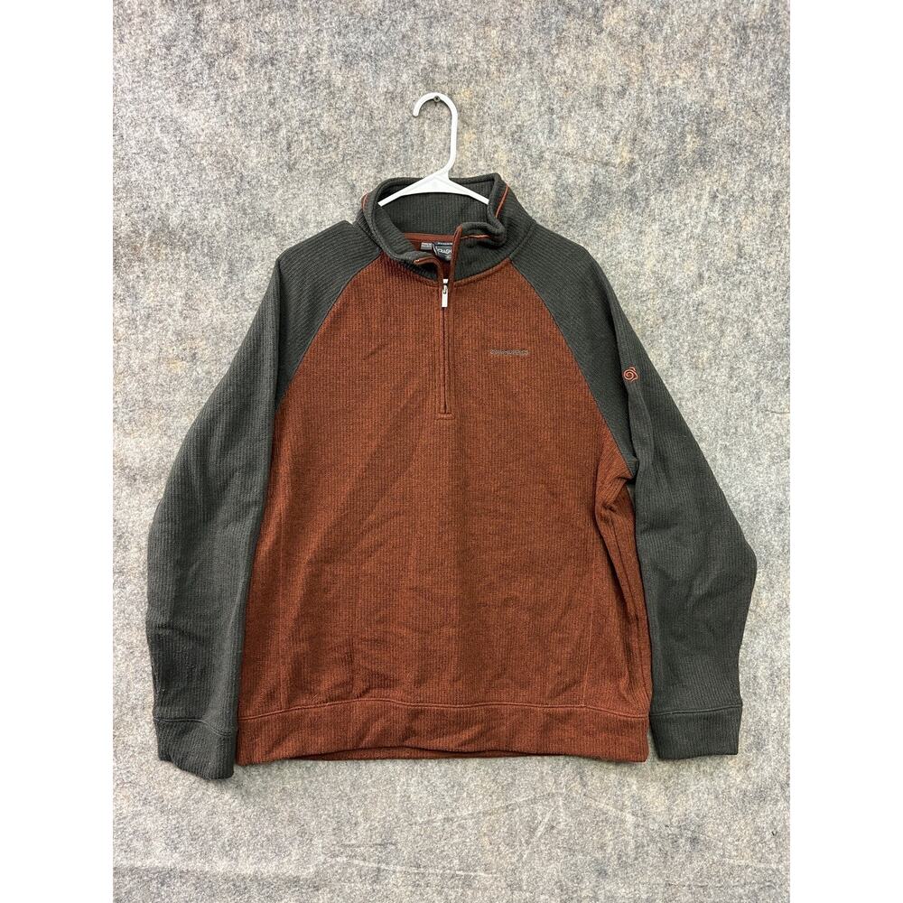 CragHoppers Mens 1/4 Quarter Zip Fleece Sweater XL Orange Gray Pullover X Large